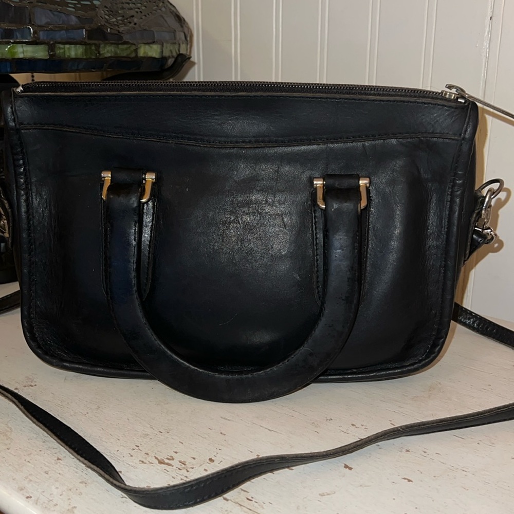Michael Green Vintage glove tanned leather satchel black leather